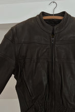 1980's BLACK LEATHER GORED WAIST BIKER JACKET | SIZE M/L