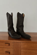 1990's JUSTIN BLACK LEATHER COWBOY BOOTS | SIZE 10