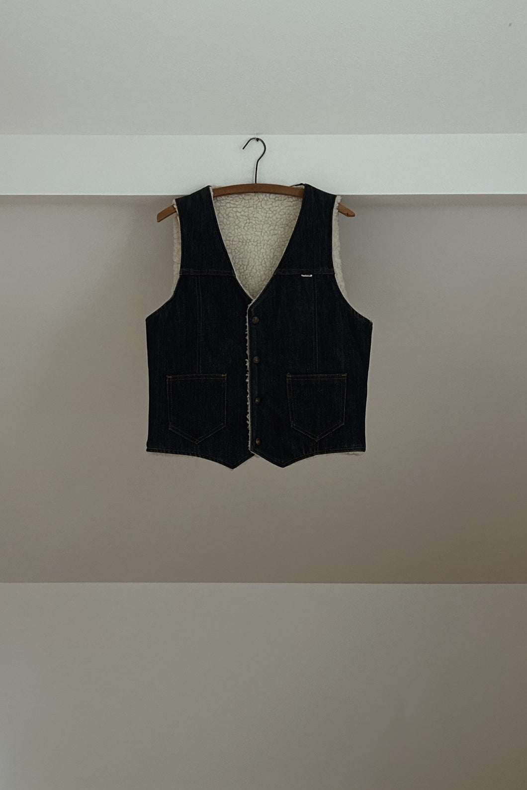 1970's NELSON SHERPA DENIM VEST | SIZE M