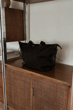 1990's BOTKIER MINIMAL BLACK NYLON WEEKENDER TOTE | 16" x 11" x 7"