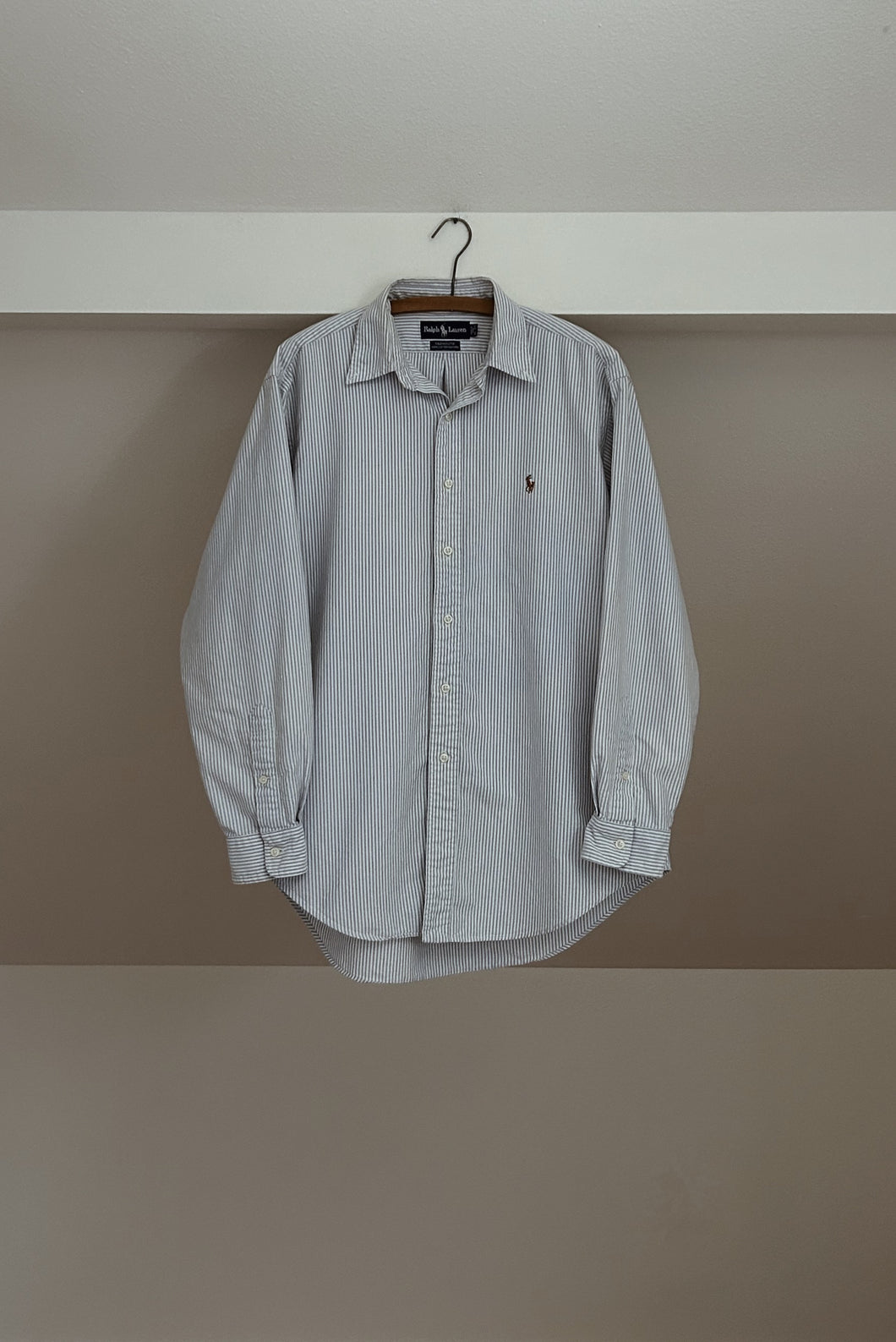 1990's RALPH LAUREN STRIPE YARMOUTH COTTON OXFORD | SIZE L