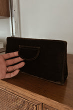 1950's CHOCOLATE VELVET CLUTCH | 9" x 5" x 2"