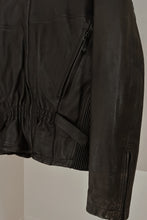 1980's BLACK LEATHER GORED WAIST BIKER JACKET | SIZE M/L