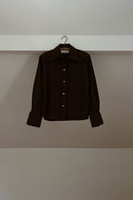 1960's EMBROIDERED CHOCOLATE BUTTON BLOUSE | SIZE S