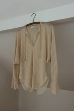 1970's MUNEY NEW YORK SHEER SILK PEASANT BLOUSE | SIZE M