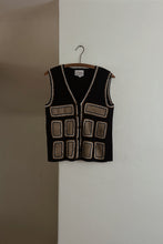 1970's BLACK CROCHET + PATCHED SUEDE TANK