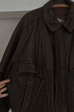 1990's CHOCOLATE PEBBLED LEATHER BOMBER | SIZE L