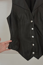 1990's WILSONS BLACK BUTTERY LEATHER VEST | SIZE S/M