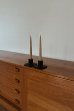 1980's BLACK REGENCY CERAMIC CANDLE HOLDERS | SET OF TWO