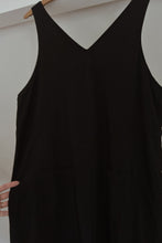 1990's BLACK COTTON OVERALL PRAIRIE DRESS | SIZE M/L