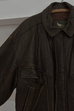1990's CHOCOLATE PEBBLED LEATHER BOMBER | SIZE L
