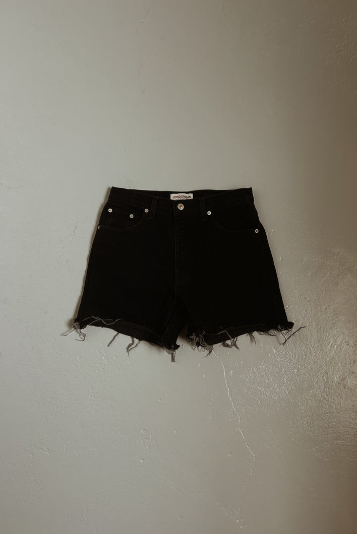 1990's CLASSIC LONDON BLACK DENIM CUTOFFS | SIZE 28