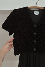 1990's BLACK WOVEN CHENILLE OVERLAY JUMPSUIT | SIZE M