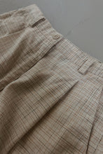 EARLY 1990's LINEN PLAID PLEATED TROUSERS | SIZE 28