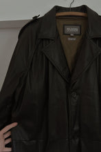 1990's WILSONS BLACK LEATHER TRENCH | REMOVABLE QUILTED LINING | SIZE L/XL