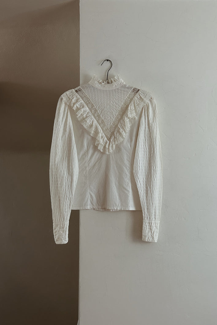 1980's VICTORIAN PLEATED FEMME BLOUSE