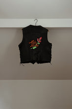 1980's LADY HARLEY BLACK LEATHER LACE UP VEST | SIZE S/M