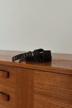 1980's COWBOY BLACK LEATHER WOVEN LINK BELT | SIZE M
