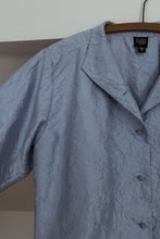 Y2K EILEEN PURE SILK CRINKLE MANDARIN BUTTON BLOUSE | SIZE M/L