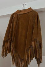 1960's RARE COGNAC SUEDE FRINGE PONCHO | ONE SIZE