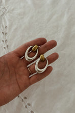 1980's RARE MIXED METAL 925 STERLING + GOLD VERMEIL HINGE HOOP POSTS