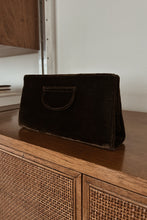 1950's CHOCOLATE VELVET CLUTCH | 9" x 5" x 2"