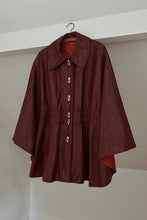 1960's RARE OXBLOOD LEATHER CAPE | SIZE M
