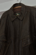 1990's CHOCOLATE PEBBLED LEATHER BOMBER | SIZE L