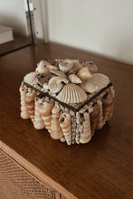 1970's FOLK ART SHELL ENCRUSTED JEWELRY BOX | 6" x 5" x 4"