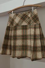 1960's WOVEN TWEED PLEATED WRAP MINI SKIRT | SIZE S
