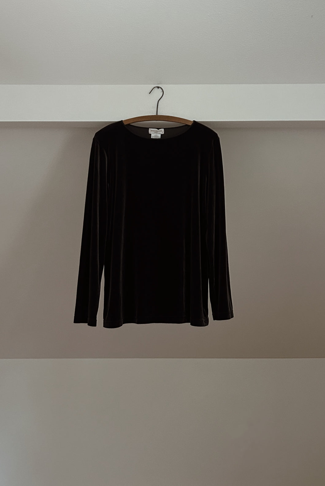 1990's JONES CHARCOAL VELVET LONGSLEEVE | SIZE M/L