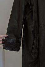 1990's WILSONS BLACK LEATHER TRENCH | REMOVABLE QUILTED LINING | SIZE L/XL