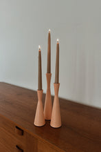 MID CENTURY STYLE PEACH PAINTED IRON CANDLE HOLDERS | SET OF THREE