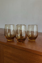 POSTMODERN AMBER BLOWN GLASS TUMBLERS