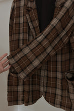 1990's CHOCOLATE TEXTURED PLAID BLAZER | SIZE 2XL