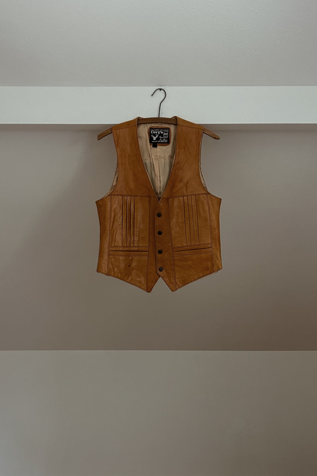 1960's BUTTERY TAWNY LEATHER VEST | SIZE S