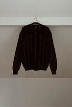 1970's CHOCOLATE SUEDE CABLE KNIT ZIP JACKET | SIZE XL