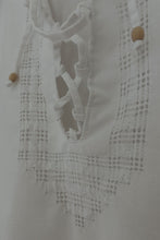 1990's WHITE WOVEN VENTED PEASANT TOP | SIZE M