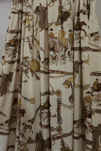 1980's LA CHINE EQUESTRIAN PRINT PLEATED SKIRT | SIZE L