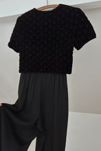 1990's BLACK WOVEN CHENILLE OVERLAY JUMPSUIT | SIZE M