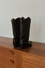 1990's JUSTIN BLACK LEATHER COWBOY BOOTS | SIZE 10