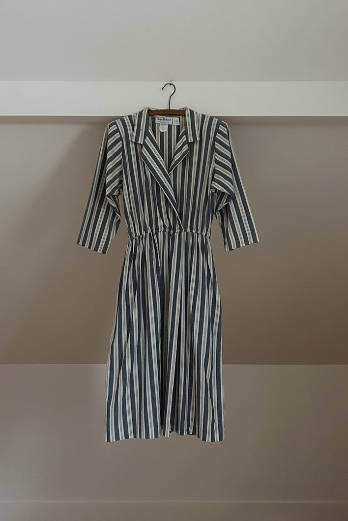1980's DENIM STRIPE SHIRTDRESS | SIZE M