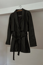 1990's WILSONS CLASSIC BLACK LEATHER TRENCH JACKET | SIZE S/M