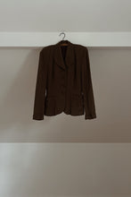 1940's CHOCOLATE WORSTED WOOL PEPLUM BLAZER | SIZE XS/S