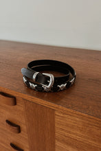 1990's BLACK LEATHER WESTERN SILVER BELT | SIZE M