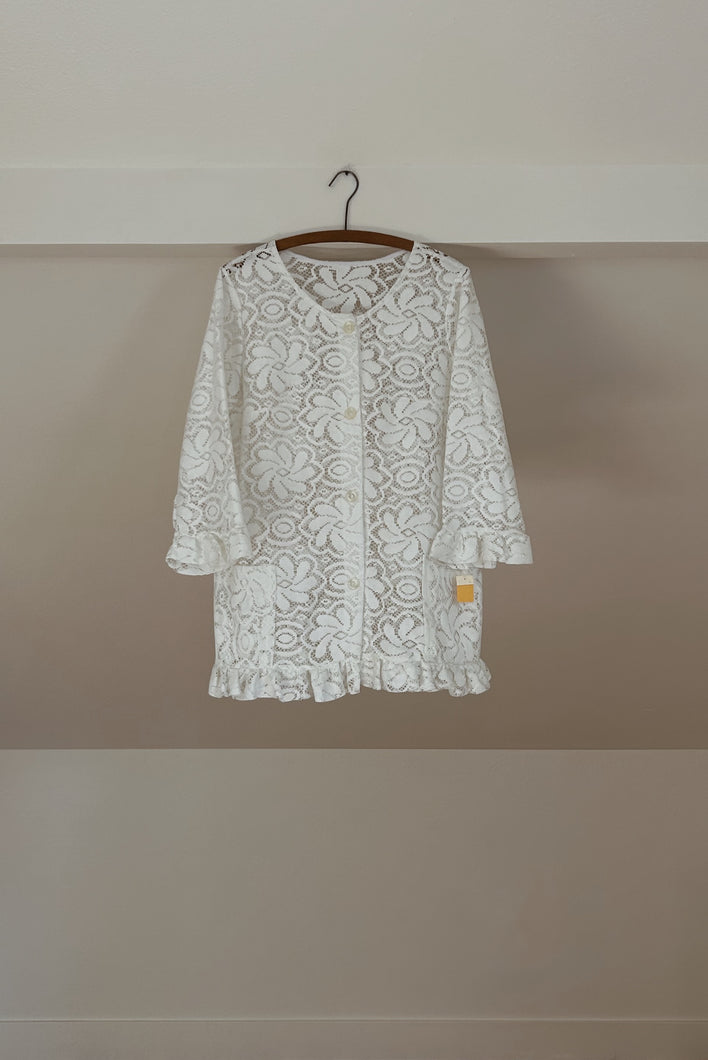 1970's RUFFLED LACE COVER UP / JACKET | SIZE M