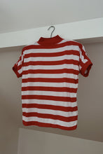 1980's CHERRY STRIPE MOCK NECK TEE | SIZE M