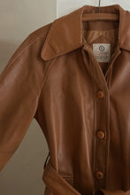 1970's CARAMEL FAUX LEATHER WRAP JACKET