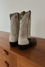 1980's CHOCOLATE + CREAM LEATHER COWBOY BOOTS | SIZE 6