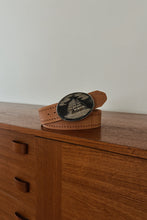 1970's INCOLAY STONE ON LEATHER SEAFARER BELT | SIZE M